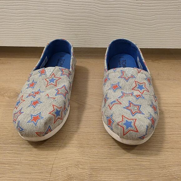 Toms Gray Red Blue Alpargata Cloudbound Glow In The Dark Patriotic Flats Size 8 - Picture 4 of 10